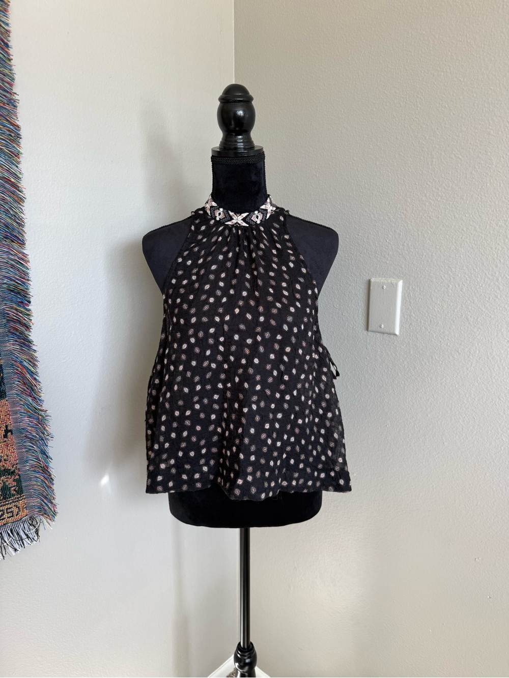 Free People Double Dutch Halter Crop Top in Black